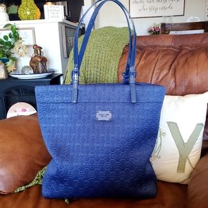 Michael Kors Quilted Dark Navy Blue Jet Set Monogram Tote
